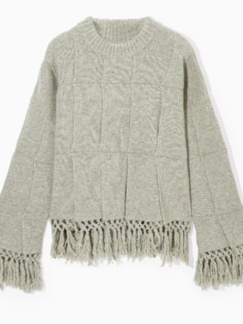 COS grey 100% wool fringe sweater